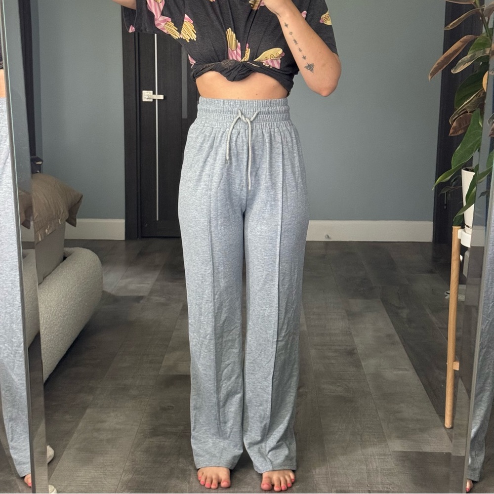 Gray High-Waisted Lounge Pants (Brand New)
